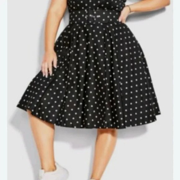 City Chic Black and White Polka Dot Dress with tulle underlay - Picture 7 of 7